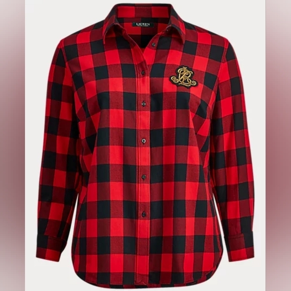 Ralph Lauren Tops - Buffalo Check Flannel Shirt with bullion embroidery size 2XL